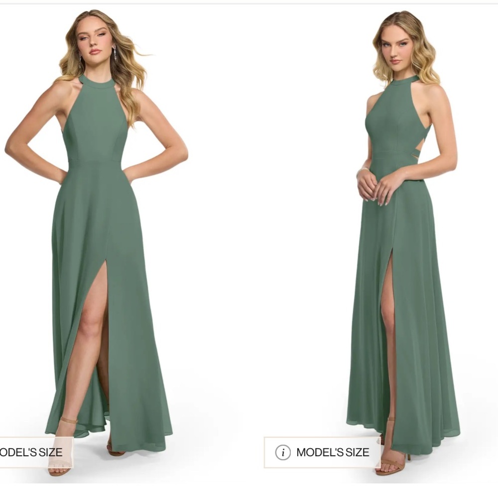 AZAZIE CLARICE
Eucalyptus A-Line Halter Chiffon Dress